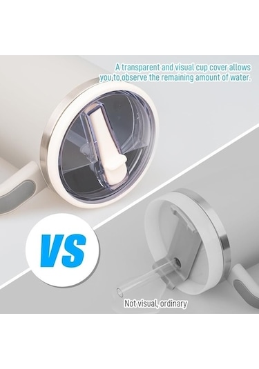 Fastbuy Stanley 40oz Şeffaf Hasır Kapak Yedek Parçaları 4 Adet Beyaz Set, Beyaz Beyaz