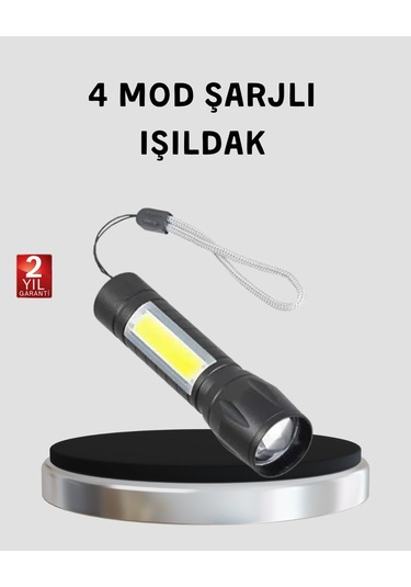 Dayanıklı 4 Mod Şarjlı Işıldak Suya Darbeye Dayanıklı 100.000 Saat Led Ömrü