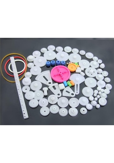 85 Parça Plastik Dişli Seti Oyuncak - Tekerlek - Mil - Çark