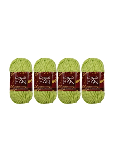 Kürkçü Han Boni %100 Akrilik Örgü İpi 35g 59m 4 Lü Paket Açık Yeş