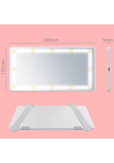 Vkemall Led Işıklı Araba Makyaj Aynası Yardımcı Pilot Güneşlik Makyaj Işığı Aynası Üç Re