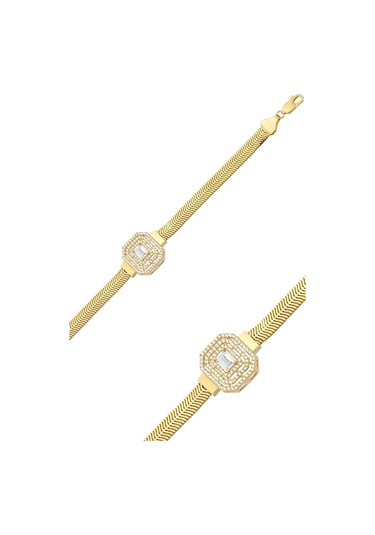 Çgk Çiğdem Gürel Kuyumculuk Tektaş Baget Kalın Balık Sırtı Zincir Altın Bileklik Çok Renkli