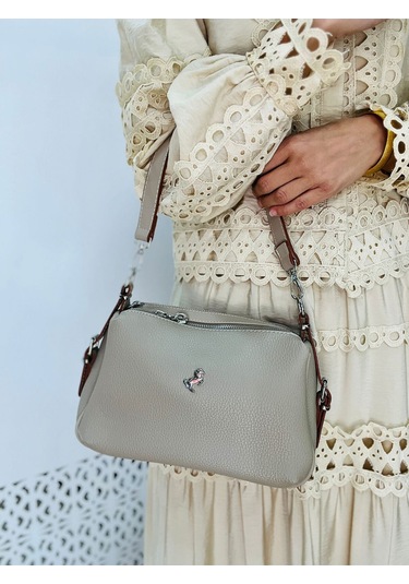 Miami Polo Clup Yumuşak Suni Deri Çapraz Askılı El Çanta Bej