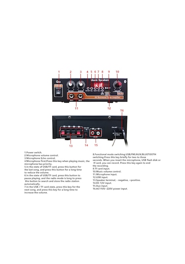 Teltree 20wx2 G50 Dijital Güç Amfi, Bluetooth 5.0, Usb, Kayıt Fonksiyonu, Konferans Mikrofon Prioritesi, Ev/araç İkili Kullanım, 220v Avrupa Şarjı