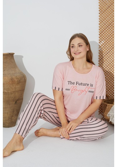 Estiva 24071 Büyük Beden Kadın Kısa Kol Pijama Takımı 001