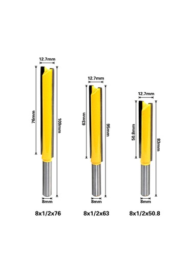 Aubyhe Ahşap İşleme Makinaları İçin Uzun Kılıflı İki Yollu Dilimleme Bıçağı - Ahşap Freze Ucu 8x1/2x63