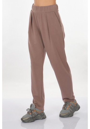 Perspective Lastikli Bel Açık Kahverengi Kadın Pantolon 24790166 001