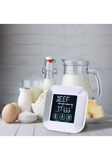 Ulzyvf Gümüş Kablosuz Et Termometresi - Dokunmatik Ekran, 8 Et Modu, 5 Lezzet Seçeneği Ve Alarm Gümüş