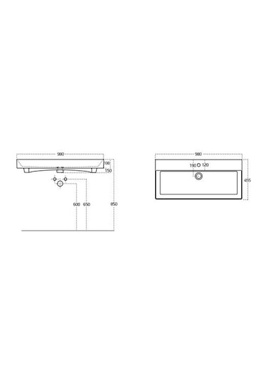 Lucco Stance 100 CM Konsollu Dikdörtgen Lavabo Beyaz