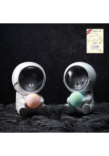 Ranyeek Ev Dekorasyonu Işıklı Kedi Astronot Figürü - Kozmik Ev Aksesuarı Masaüstü Işık Dekoratif Örgütsel Beyaz