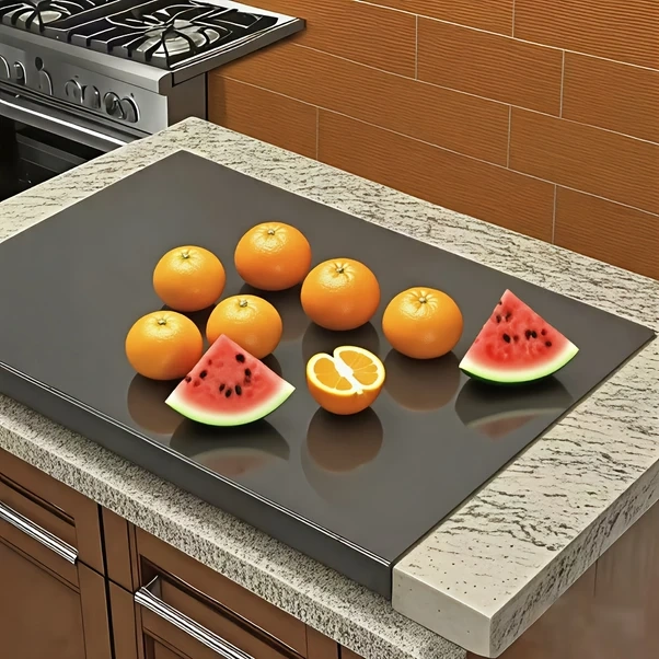 Gateesat Siyah Büyük Boy Akrilik Kesme Tahtası, Kaymaz Ve Kolay Temizlik Siyah