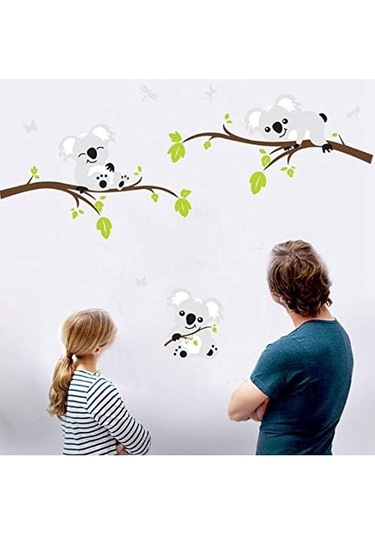 Sevimli 3 Koala Dalı Bebek Odası Duvar Çıkartmaları Duvar Çıkartmaları Çıkarılabilir Kendin Yap Vinil Poster Bebek Ev Dekorasyonu 200 108cm Şeffaf