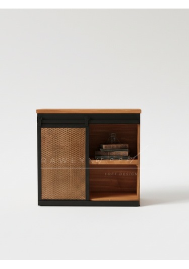 Raweyn Genus Doğal Ahşap Sürgülü Konsol 90cm Açık Ceviz