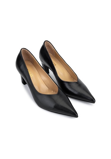 Tamer Tanca Kadın Hakiki Deri Siyah Deri Topuklu Ayakkabı 594 6308 Bn Ayk Sk25-26 Sıyah Dr Siyah