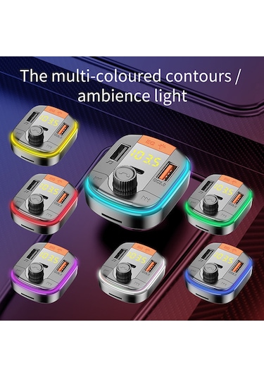 Shineyee Araç Bluetooth Mp3 Çalar Fm Vericili Renkli Led Aydınlatmalı Usb/tf Kart Okuyucu