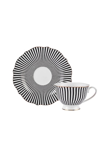 Karaca  New Romantic İnce Çizgili Çay Fincanı 220 ml Siyah