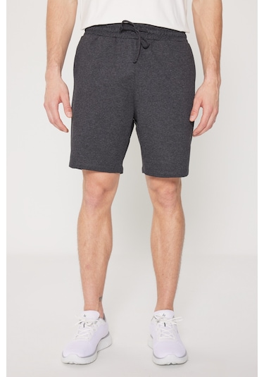 Ac&Co / Altınyıldız Classics Erkek Antrasıt Standart Fit Normal Kesim 2 Iplik Cepli Recycle Pamuklu Örme Şort Antrasit
