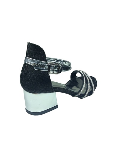 Ortopedikal 2006 Mot Filet Siyah-gümüş Taşlı Kız Çocuk Topuklu Siyah