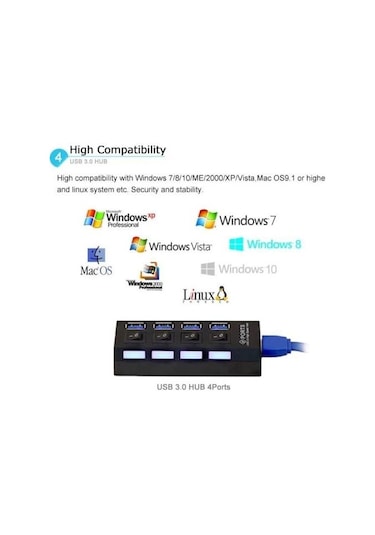 BST-2 Yüksek Hız 5 Gbps 4 Port Usb 3.0 Hub Çoklayıcı Çoğaltıcı