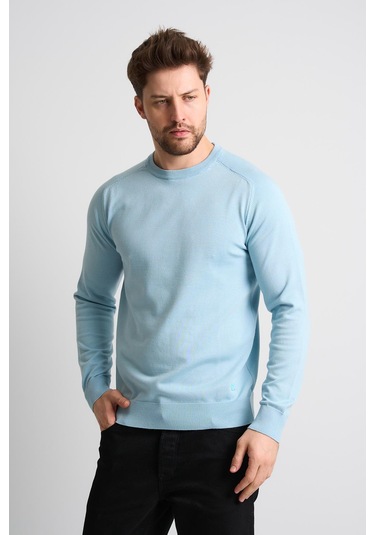 Alexandergardı Bisiklet Yaka Basic Triko Kazak Açık Mavi