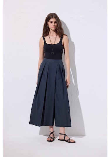 Geniş Pileli Pantolon Lacivert Lacivert