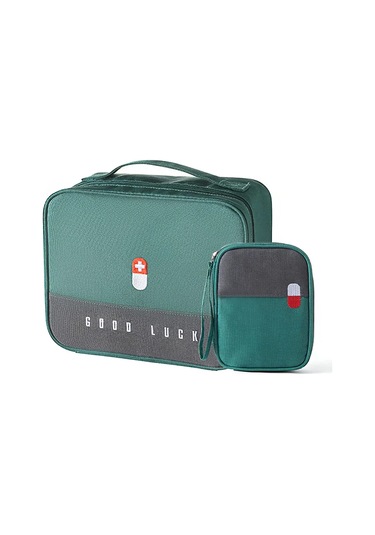 Gajeena 2 Adet Sulu Dayanıklı İlaç Saklama Çantası - Seyahat, Ev, Spor İçin Taşınabilir Tıbbi Malzeme Organizasyon Çantası Yeşil Yeşil