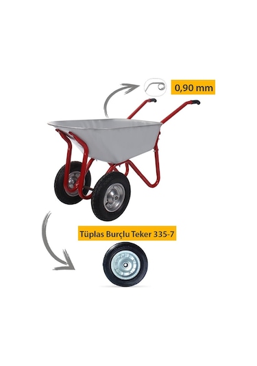 Kanat Plus Galvanizli Iki Teker Demonte El Arabası 0.90 Mm Sac