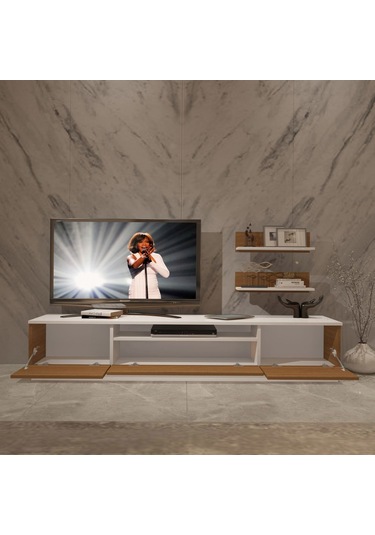 Decoraktiv Trio 4s Mdf Tv Ünitesi Tv Sehpası Beyaz - Ceviz