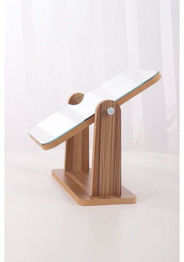 Masa Üstü 13 Cm Ahşap Tek Taraflı Hareketli Dikdörtgen Masa Aynası Cin812 Kahverengi