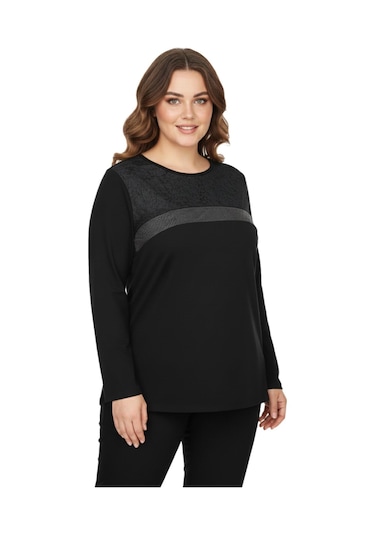 Wearon Kadın Siyah Sıfır Yaka Taşlı Bluz Bgl-st05153 Siyah