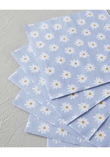 English Home Spring Daisies Kağıt 20'li Kağıt Peçete 33x33 Cm Mavi