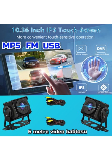 Dokunmatik Dvr 4k 1080p Video Müzik 2 Adet Ahd 180 Derece Kamera