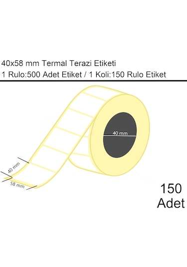 40x58 Mm Termal Terazi Etiketi 500'lü Sarım 150 Rulo Etiket 150