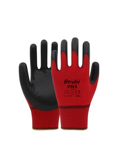 Beybi PN3 Nitril Kırmızı İş Eldiveni No:9