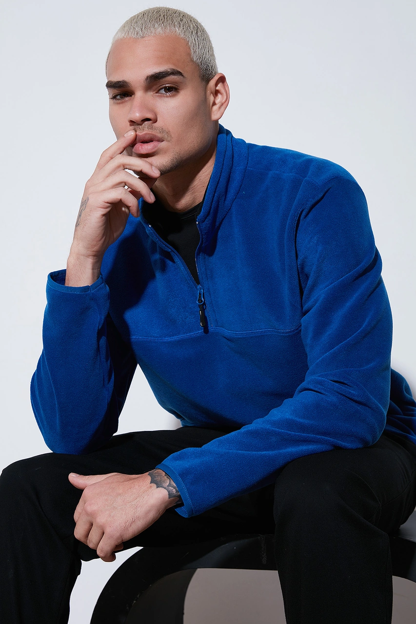 Buratti Regular Fit Anti-Pilling Tüylenme Yapmayan Dik Yaka Şardonlu 2'Li Paket Erkek Polar 5896700S2 Saks-Mint