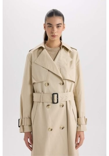 DeFacto Uzun Trençkot Kruvaze Yaka Düğmeli Cepli Kemerli Apoletli D5755AX25SPER238 Ekru DeFacto Uzun Trençkot Kruvaze Yaka Düğmeli Cepli Kemerli Apoletli D5755AX25SPER238 Ekru