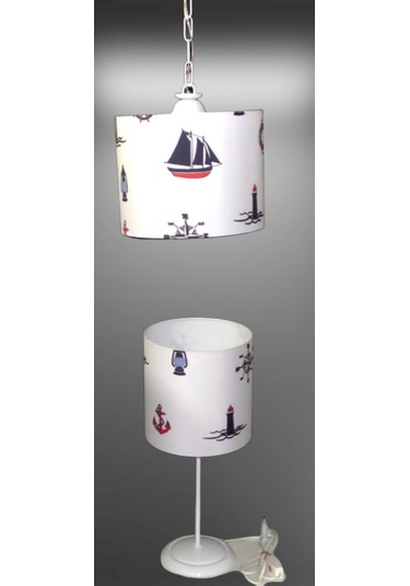 Denizci Çapa Dümen Yelkenli Çocuk Genç Odası Avize Abajur Seti (293253423)