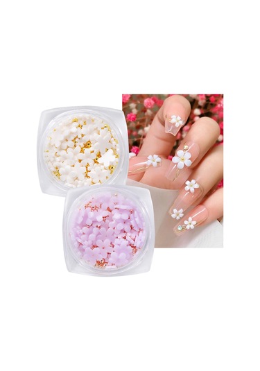 Reedark Aksesuar Çiçek Taşlı Tırnak Dekoru - Dıy Manikür Seti Renkli İnci Detaylı