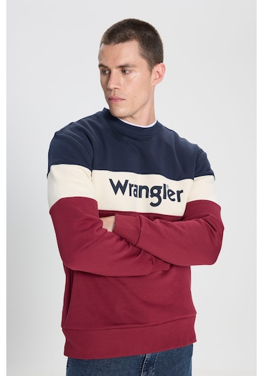 Regular Fit Normal Kesim Bisiklet Yaka İçi Polarlı Bordo Sweatshirt Çok Renkli