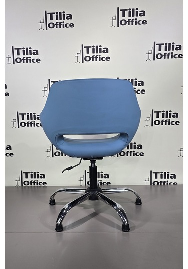 Monaco Çalışma Kesim Kuaför Koltuğu Yonca Sabit Krom Ayak Açık Mavi