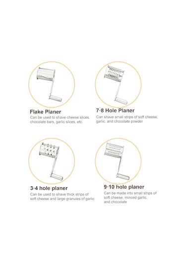 Peynir Grater Domory Konteyner Paslanmaz Çelik El Krank Döner Parçalı, Boyut:3-4 Delikli Diğer