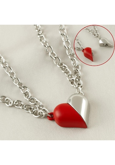 Hediye Vakti Sevgili Mıknatıslı Kalp Kolyesi