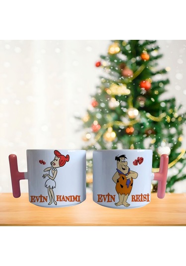 Taş Devri Evin Hanımı Evin Reisi Kahve Fincan Takımı 330 Beyaz