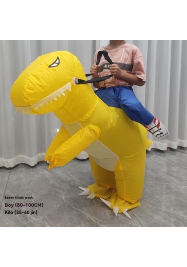 Unicomlifeerp Dinoşarj Kıyafetleri Çocuk Ve Yetişkin Aile Spor Etkinliği Kukla Yürüyüş Kostümleri Cadılar Bayramı Çocuk Gösteri Kostümleri Sarı 4-6