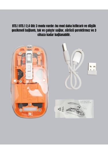 Çift Modlu Fare Usb Alıcılı Ve Bluetooth Bağlantılı Standart