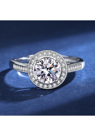 Siyah Bague Ringen Yuvarlak D Renk Vvs 1/2ct Mozanit Yüzükler Gümüş 925 Takı Kadın Alyans Nişan Ayarlanabilir Boyutu 1 Ct 1ct Adjustable
