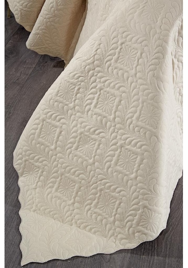 Ultrasonik Kapitoneli Elite Çift Kişilik Yatak Örtüsü Bej Bej