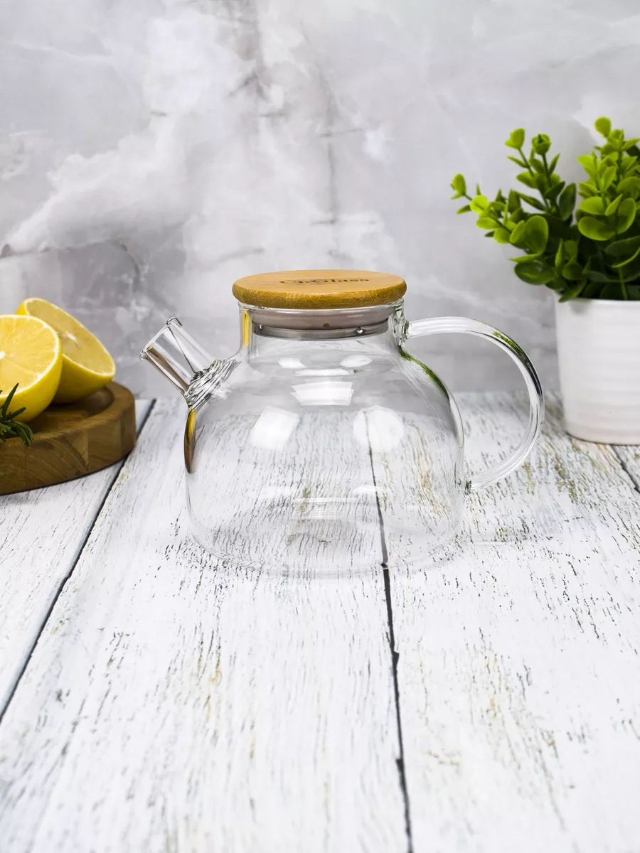 Cnglass 600 Ml Bambu Kapaklı Demler Barel Çaydanlık 15843156 Beyaz