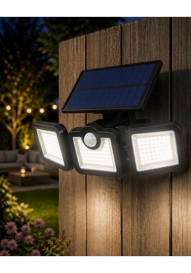 Hareket Sensörlü Solar Bahçe Lambası Güçlü Led Duvar Projektörü Renkli