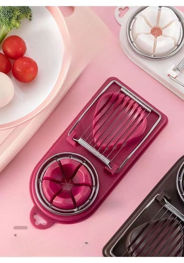 Geeksen Kırmızı Çift Fonksiyonlu Yumurta Kesici Ve Bölücü Aleti Kırmızı